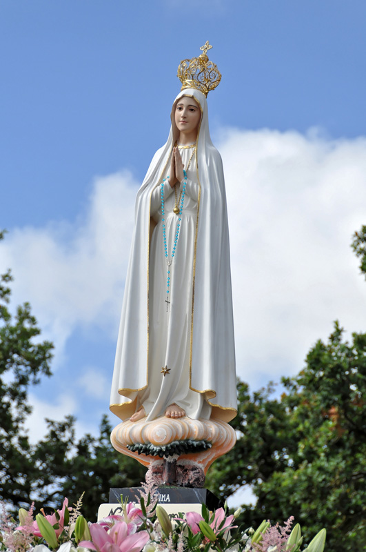 Vierge devant l'esplanade et Homélie de Mgr LE SAUX